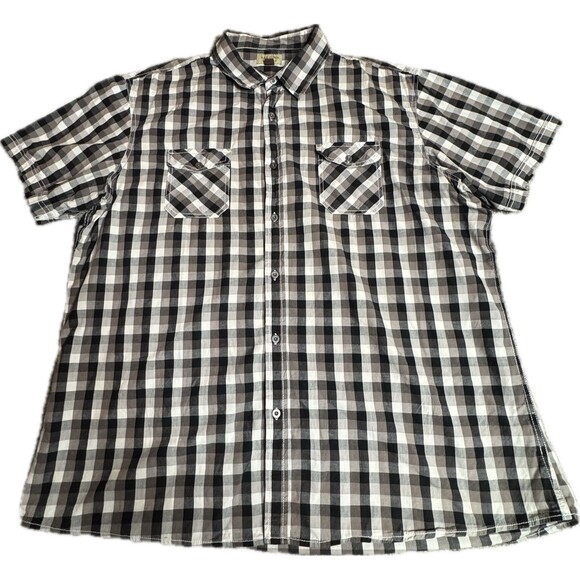 Plaid Black & White Men's Fish Short Sleeve Shirt by Sonoma Size XXL Pre-owned - Picture 3 of 11